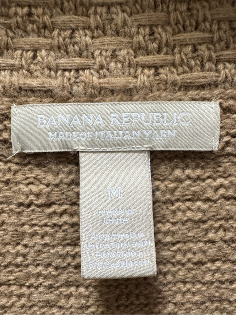 Banana Republic Cashmere Blend Cozy Camel Textured Knit sweater Jacket Medium - Picture 8 of 8